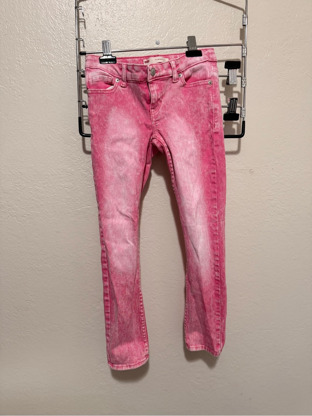 Girls Levi’s 711 Skinny Pink Acid-Wash